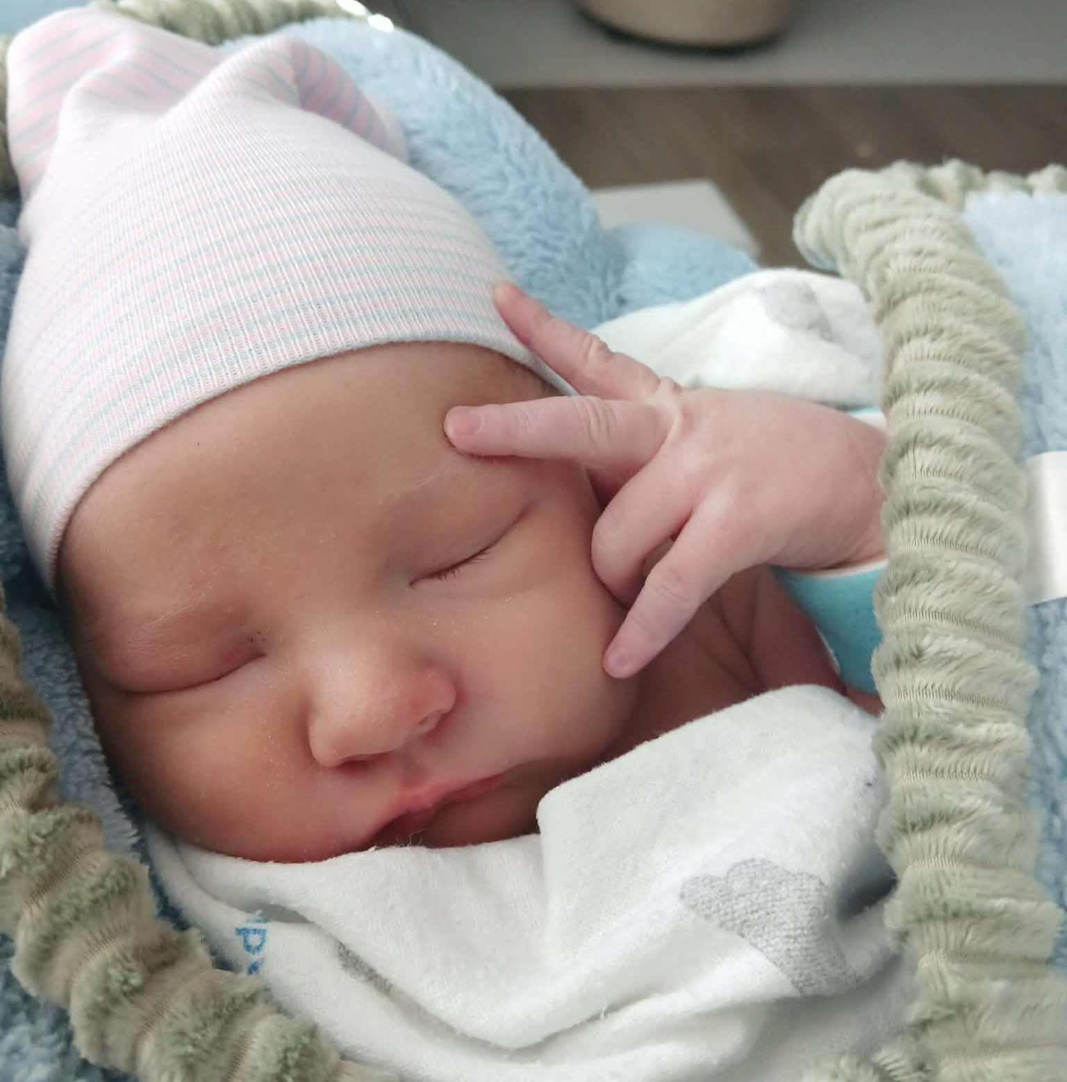 Baby Noah Meeker resting peacefully